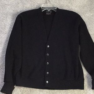 VINTAGE BLACK V-NECK CARDIGAN * SIZE L